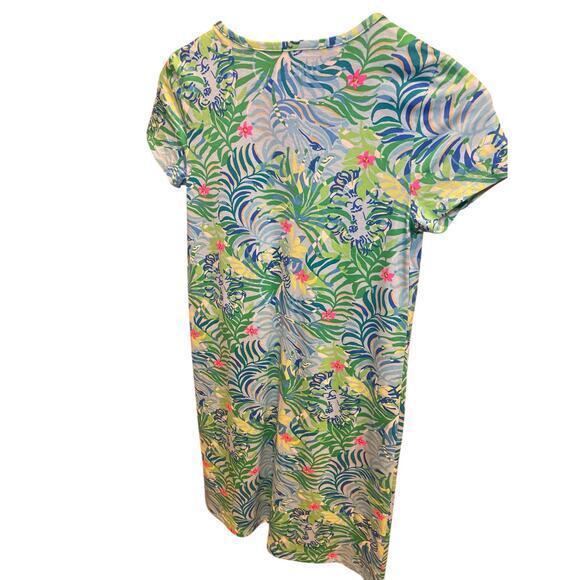 NWT Lilly Pulitzer Etta T-Shirt Dress Relaxed Fit Dress Teal, Turquoise Pink XXS - Picture 11 of 14